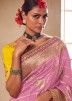 Pink Silk Saree With Zari Woven Motifs