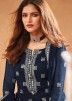 Blue Georgette Thread Embroidered Palazzo Suit