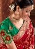 Red Zari Embroidered Designer Saree With Blouse