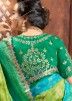 Green & Blue Zari Woven Saree With Designer Blouse