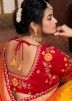 Orange & Maroon Bridal Zari Woven Saree In Silk 