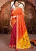 Orange & Maroon Bridal Zari Woven Saree In Silk 