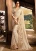 Cream Monotone Saree With Embroidered Heavy Pallu
