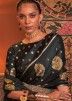 Black Satin Saree In Woven Work