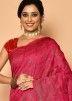 Pink Banarasi Silk Saree With Zari Woven Motifs