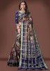 Blue Cotton Saree With Printed Work