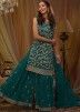 Turquoise Georgette Embroidered Gharara Suit Set