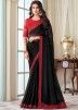 Black Festive Saree With Embroidered Blouse