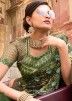 Green Silk Saree With Digital Printed Pallu