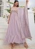 Purple Readymade Embroidered Tiered Anarkali Suit