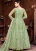 Green Thread Embroidered Net Anarkali Suit