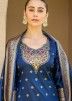 Blue Zari Woven Banarasi Silk Suit Set