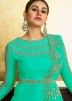 Green Festive Anarkali Suit Set In Art Silk