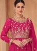 Pink Embroidered Gathered Palazzo Suit Set