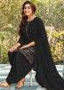 Black Embroidered Panjabi Suit In Georgette