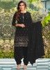 Black Embroidered Panjabi Suit In Georgette