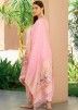 Pink Zari Woven Banarasi Silk Pant Suit