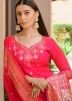 Pink Banarasi Silk Woven Designs Pant Suit