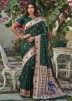 Green Mehendi Saree With Zari Woven Heavy Border