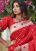 Red Zari Woven Bridal Saree In Art Silk