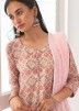 Pink Readymade Floral Printed Gharara Suit