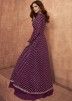 Purple Sequined Jacket Style Skirt Set In Chiffon