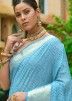 Blue Linen Saree In Zari Woven Work