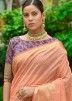 Orange Heavy Pallu Saree In Linen