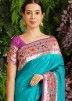 Turquoise Paithani Silk Woven Saree