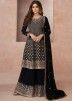 Shamita Shetty Black Embroidered Flared Palalzzo Suit Set