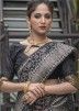 Black Zari Woven Saree With Tussar Silk Blouse