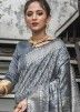 Grey Zari Woven Saree With Tussar Silk Blouse