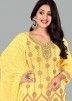 Yellow Embroidered Readymade Chanderi Palazzo Suit 