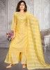 Yellow Sequins Embroidered Readymade Palazzo Suit 