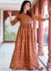 Buy Orange Floral Block Print Indo Western Dress for Female Online USA