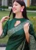 Green Zari Woven Mehendi Saree With Heavy Pallu