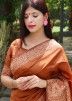 Orange Zari Woven Festive Saree In Art Silk