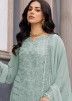 Green Embroidered Pant Suit In Georgette