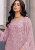 Pink Embroidered Georgette Pant Suit
