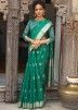 Green Heavy Pallu Saree In Linen