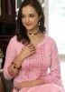 Readymade Pink Embroidered Pant Suit In Cotton
