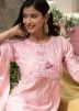 Pink Readymade Embroidered Pant Suit Set