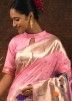 Pink Zari Woven Saree In Art Paithani Silk