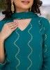 Readymade Teal Blue Embroidered Pant Suit