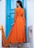 Orange Readymade Embroidered Anarkali Suit