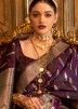 Purple Zari Woven Saree In Satin