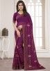 Purple Shimmer Embroidered Saree & Blouse