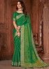 Green Woven Tussar Silk Saree & Blouse