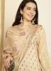 Beige Dori Embroidered Pant Suit In Silk
