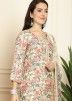 Peach Digital Printed Palazzo Suit In Cotton